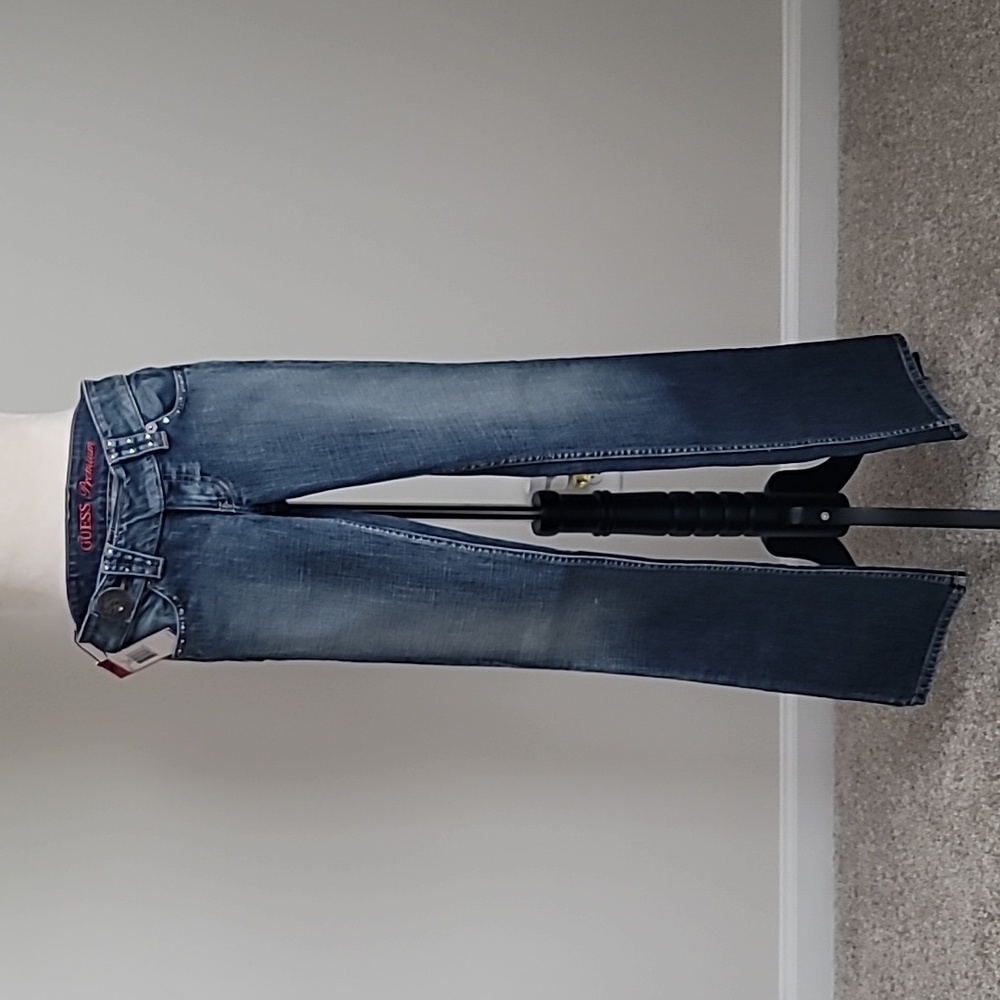 NWT Vintage Guess Premium Rhinestone Embellished Stretch Low Rise Jeans, Sz. 24 - Picture 11 of 16